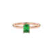 Emerald cut green gemstone halo ring with round lab grown diamond halo in rose gold