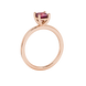 Side profile, rose gold raspberry red ring, classic basket gallery.