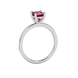 Side profile, white gold raspberry red ring, classic basket gallery.