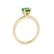 Side profile, yellow gold emerald green ring, classic basket gallery.
