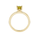 Princess canary yellow gemstone ring, yellow gold lotus basket setting.