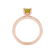 Princess canary yellow gemstone ring, rose gold lotus basket setting.
