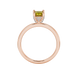 Princess canary yellow gemstone ring, rose gold pavé basket halo.