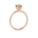 Side profile, rose gold canary yellow ring, pavé basket gallery.