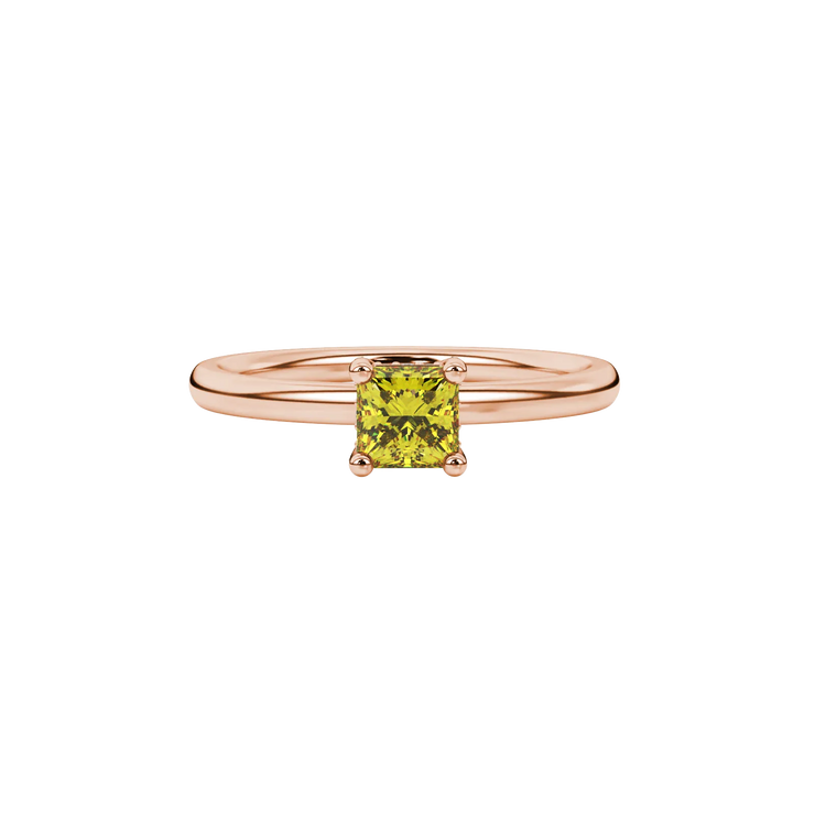 Princess Hidden Pavé Solitaire Gemstone Ring