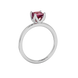 Side profile, white gold raspberry red ring, tulip basket gallery.
