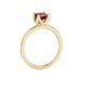 Side profile, yellow gold raspberry red ring, tulip basket gallery.
