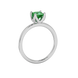 Side profile, white gold emerald green ring, tulip basket gallery.