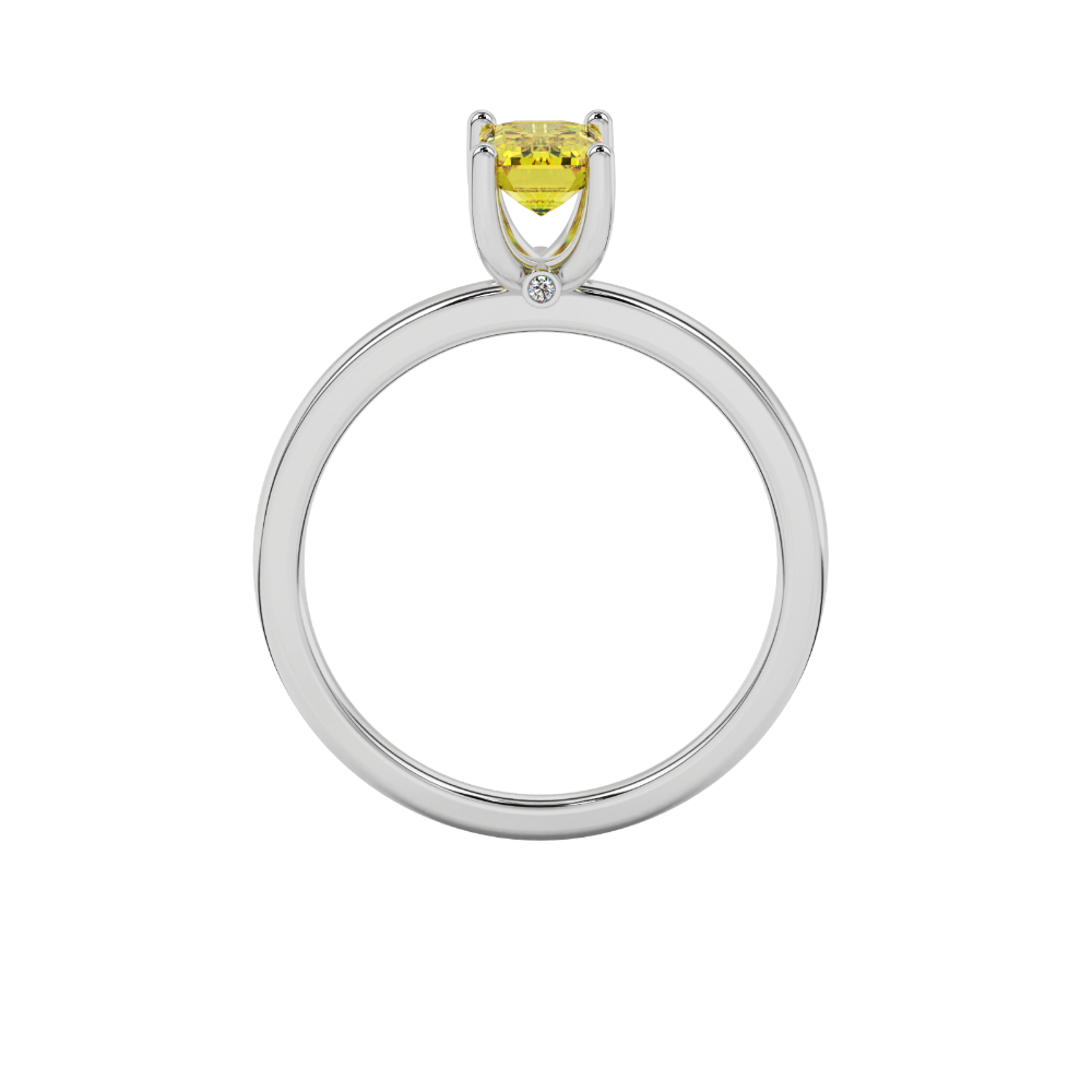 Emerald cut yellow gemstone ring featuring elegant solitaire setting