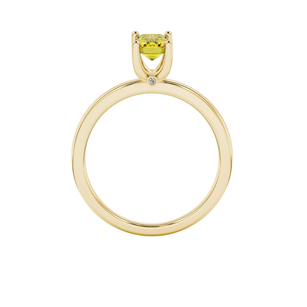 Emerald cut yellow gemstone ring featuring elegant solitaire setting