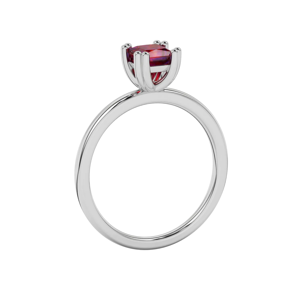 Side profile, white gold raspberry red ring, vintage basket gallery.