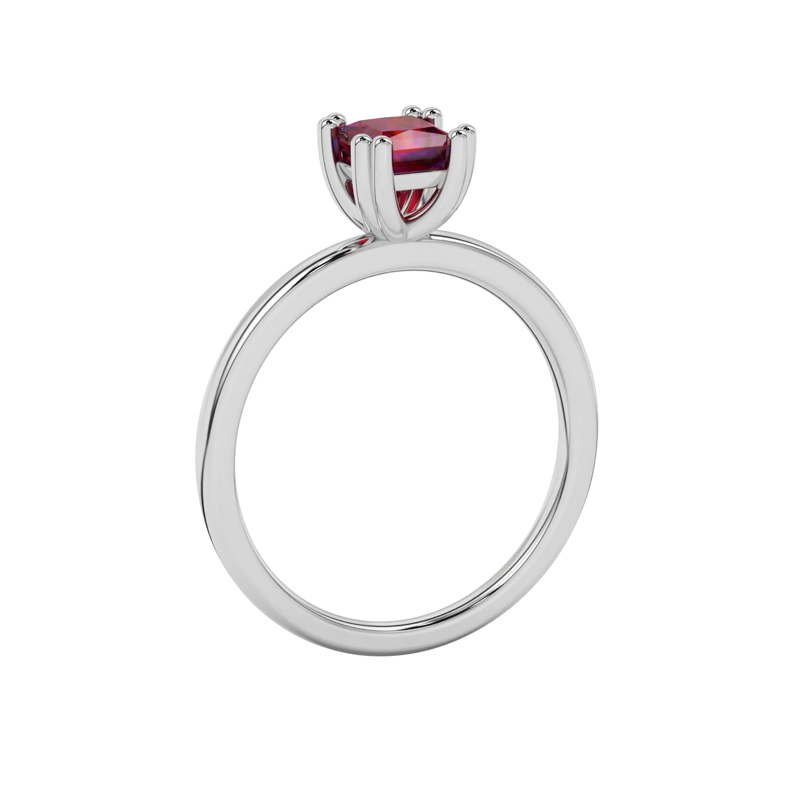 Side profile, white gold raspberry red ring, vintage basket gallery.