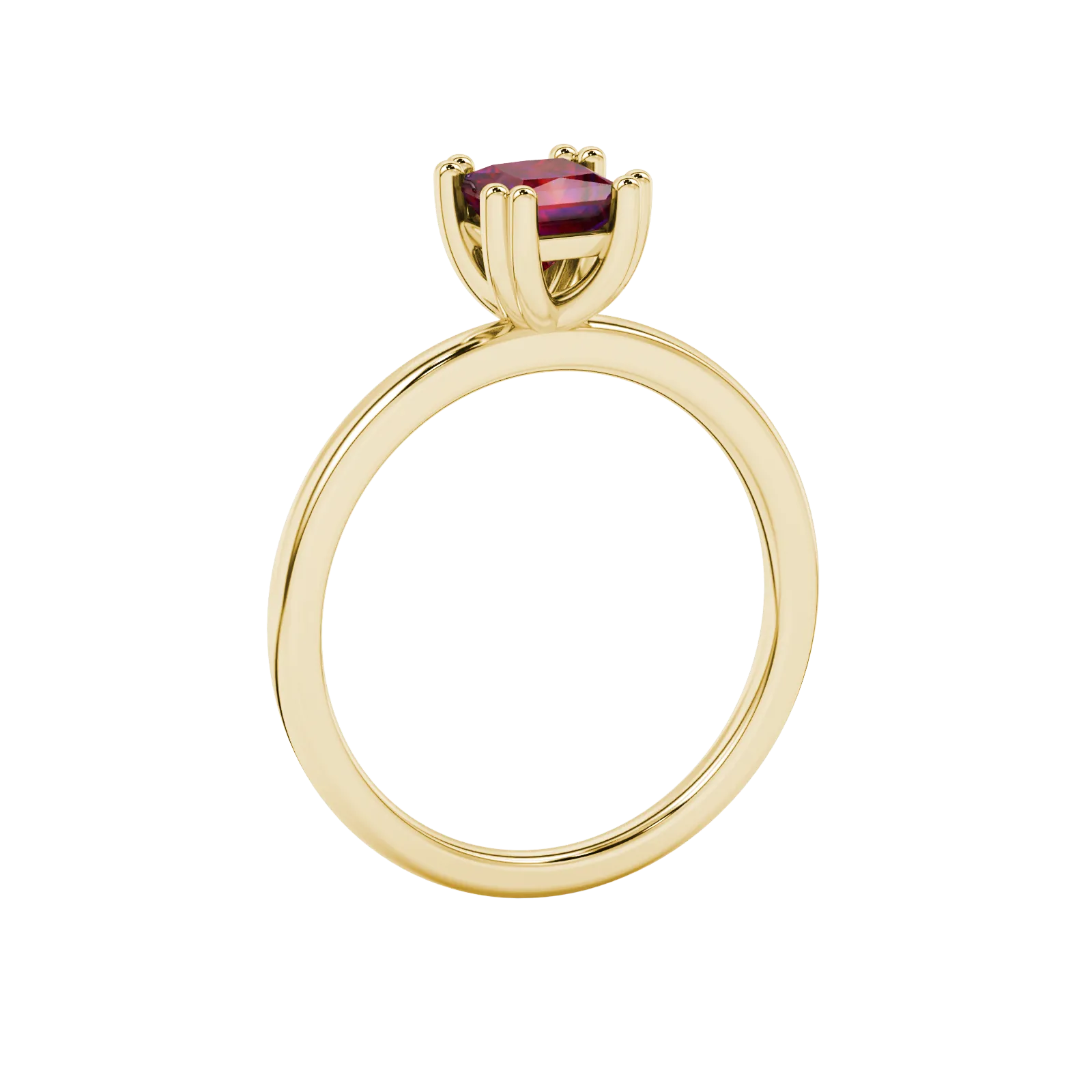 Side profile, yellow gold raspberry red ring, vintage basket gallery.