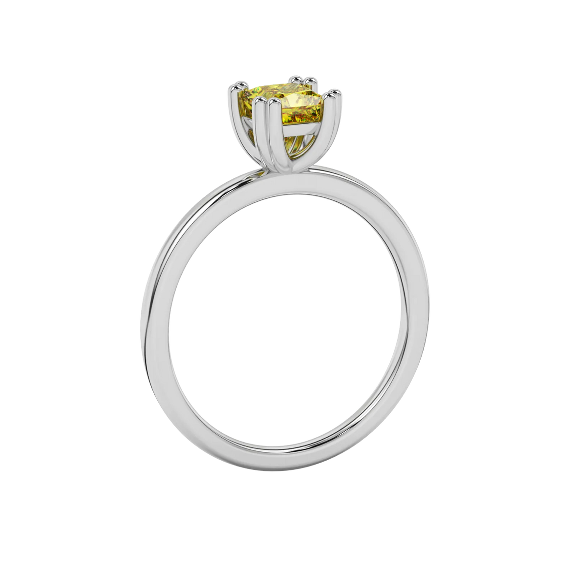 Side profile, white gold canary yellow ring, vintage basket gallery.