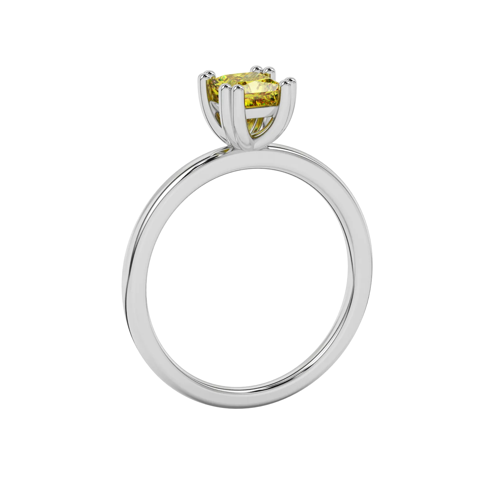 Side profile, white gold canary yellow ring, vintage basket gallery.
