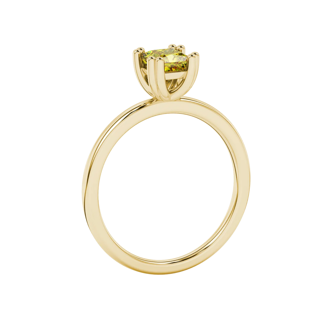 Side profile, yellow gold canary yellow ring, vintage basket gallery.