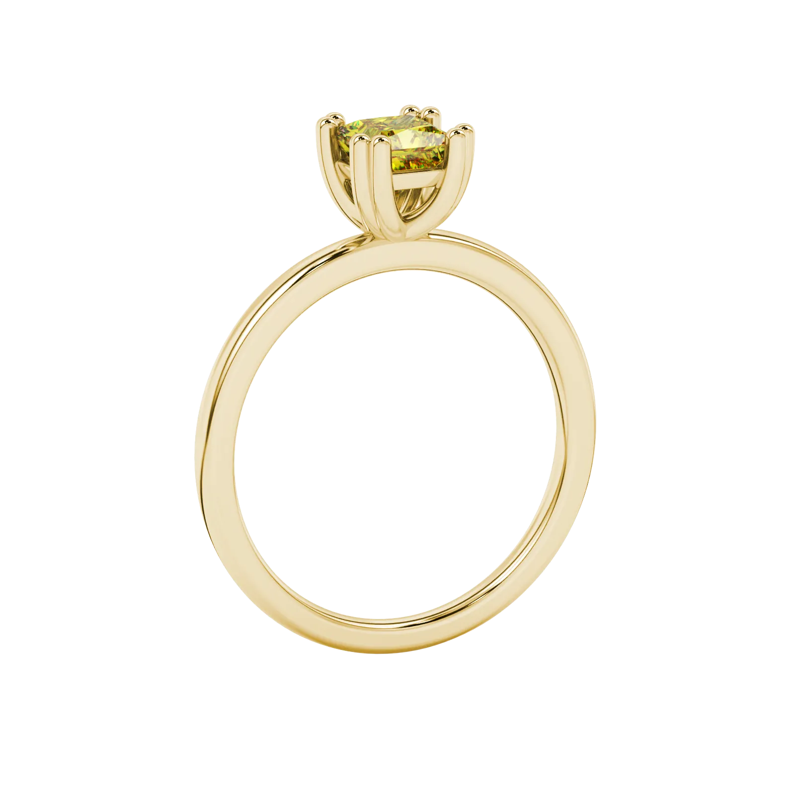 Side profile, yellow gold canary yellow ring, vintage basket gallery.