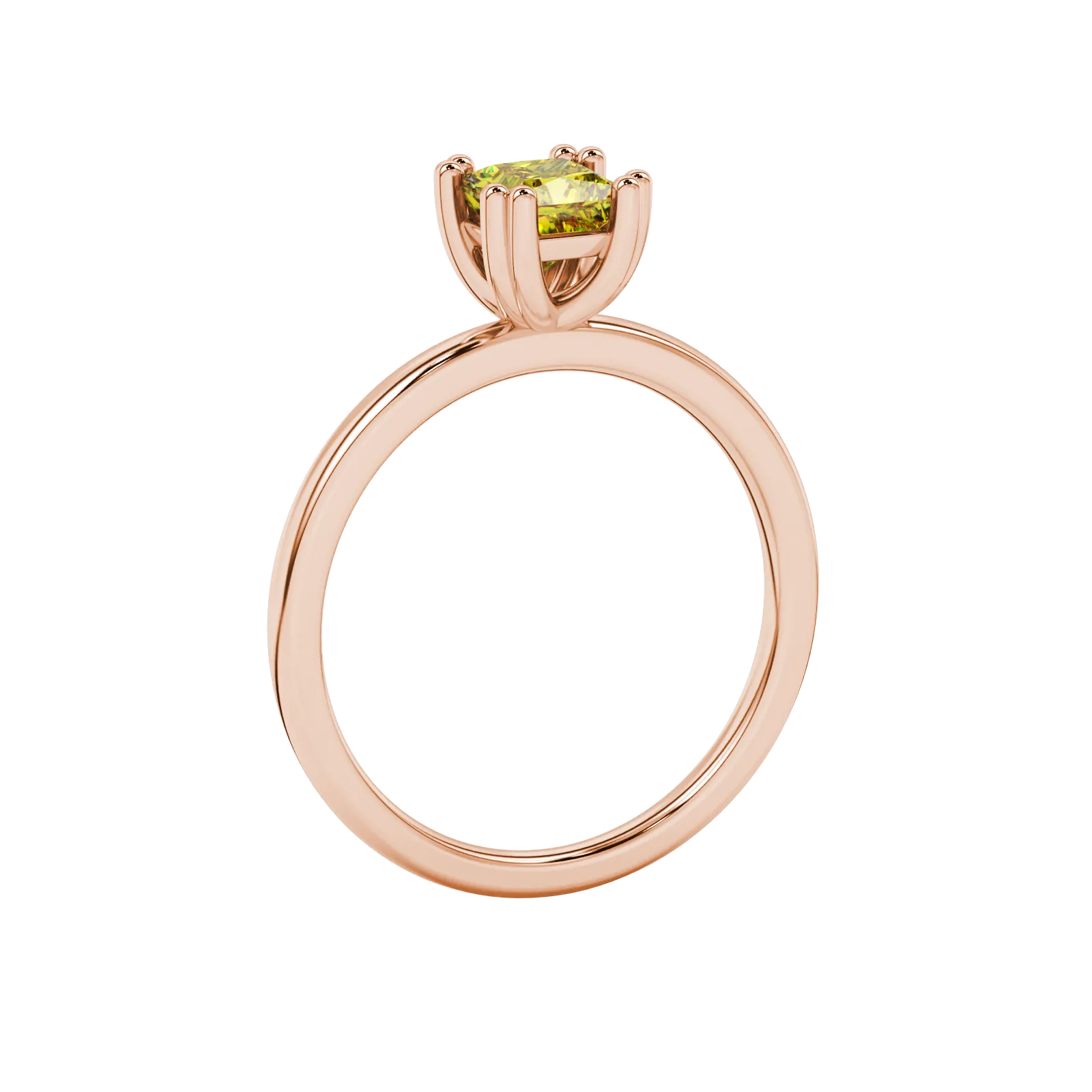 Side profile, rose gold canary yellow ring, vintage basket gallery.