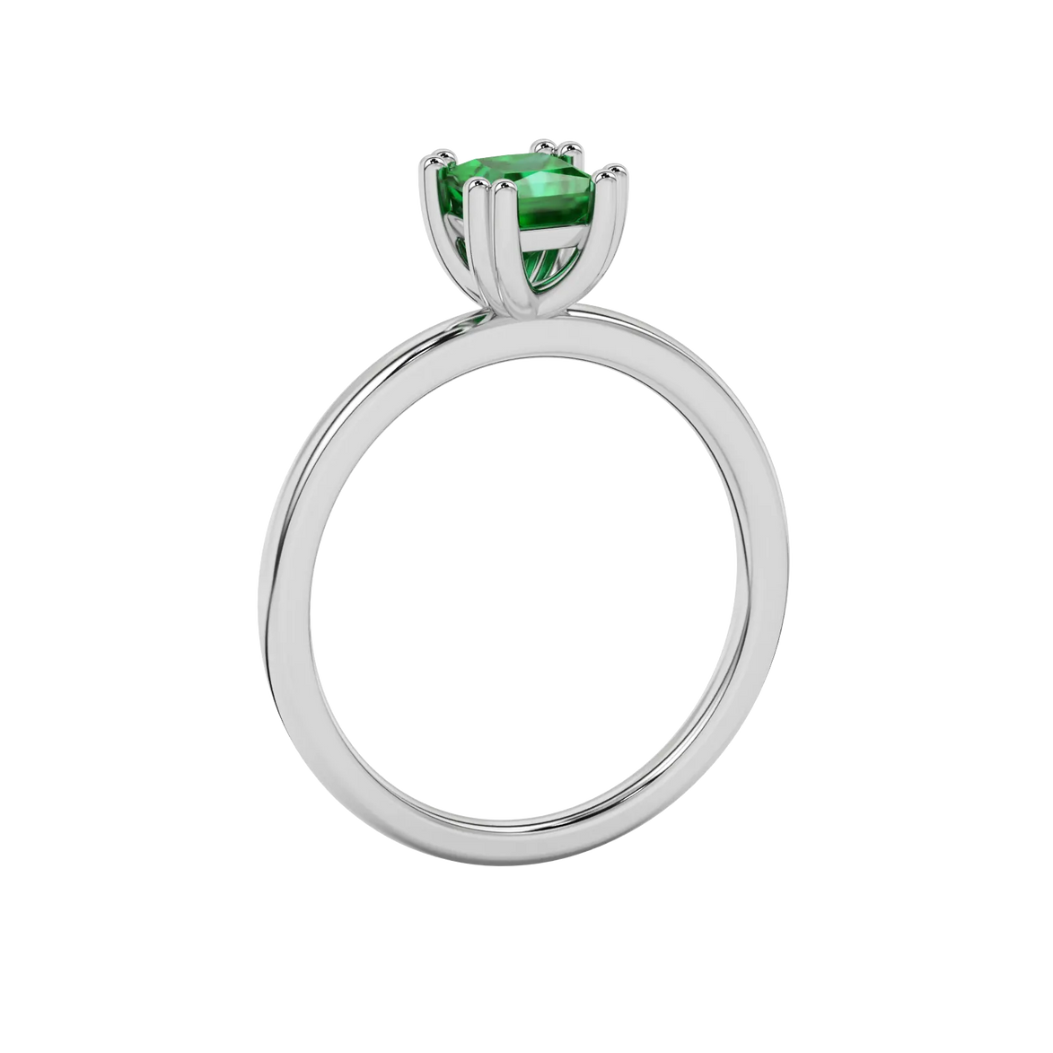 Side profile, white gold emerald green ring, vintage basket gallery.