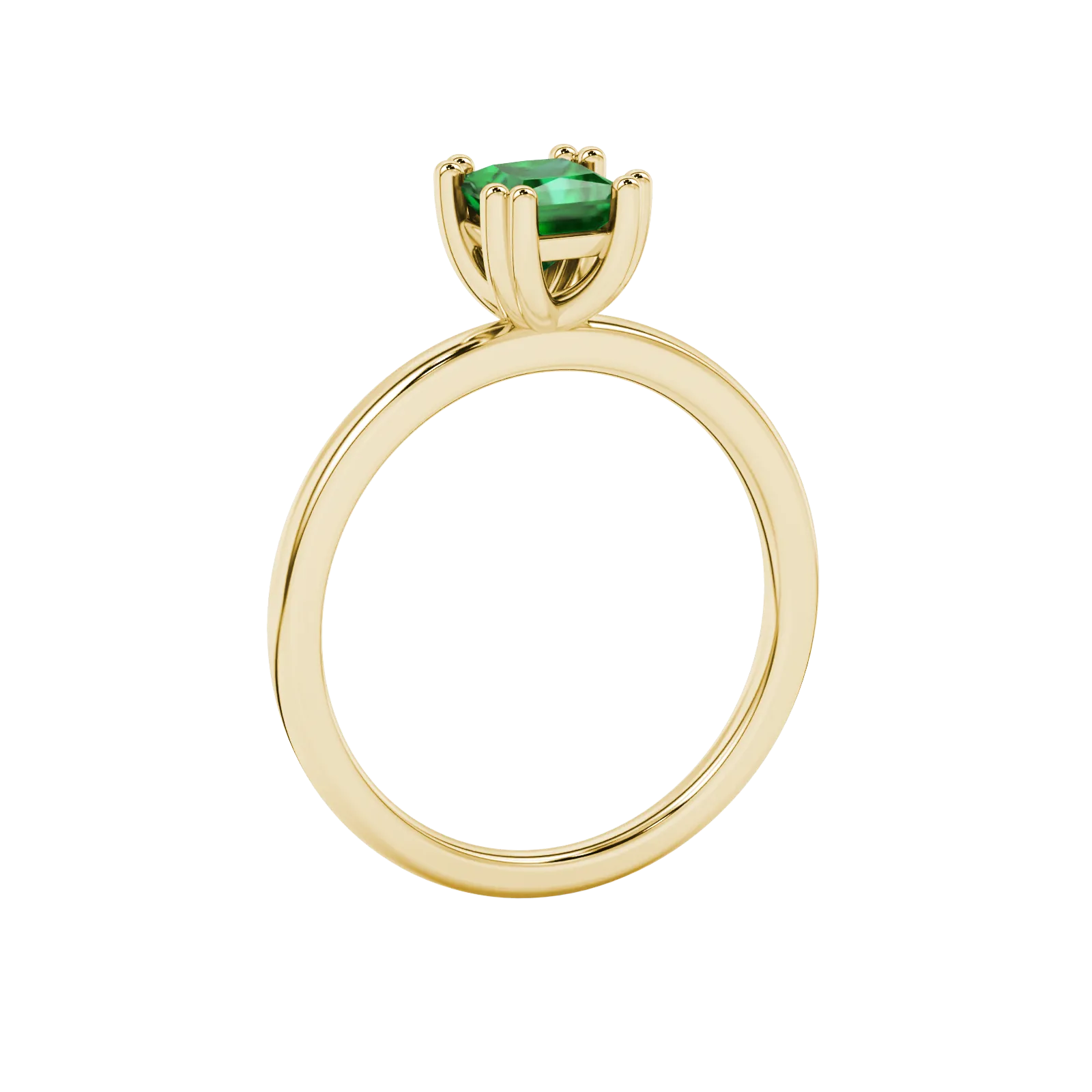 Side profile, yellow gold emerald green ring, vintage basket gallery.