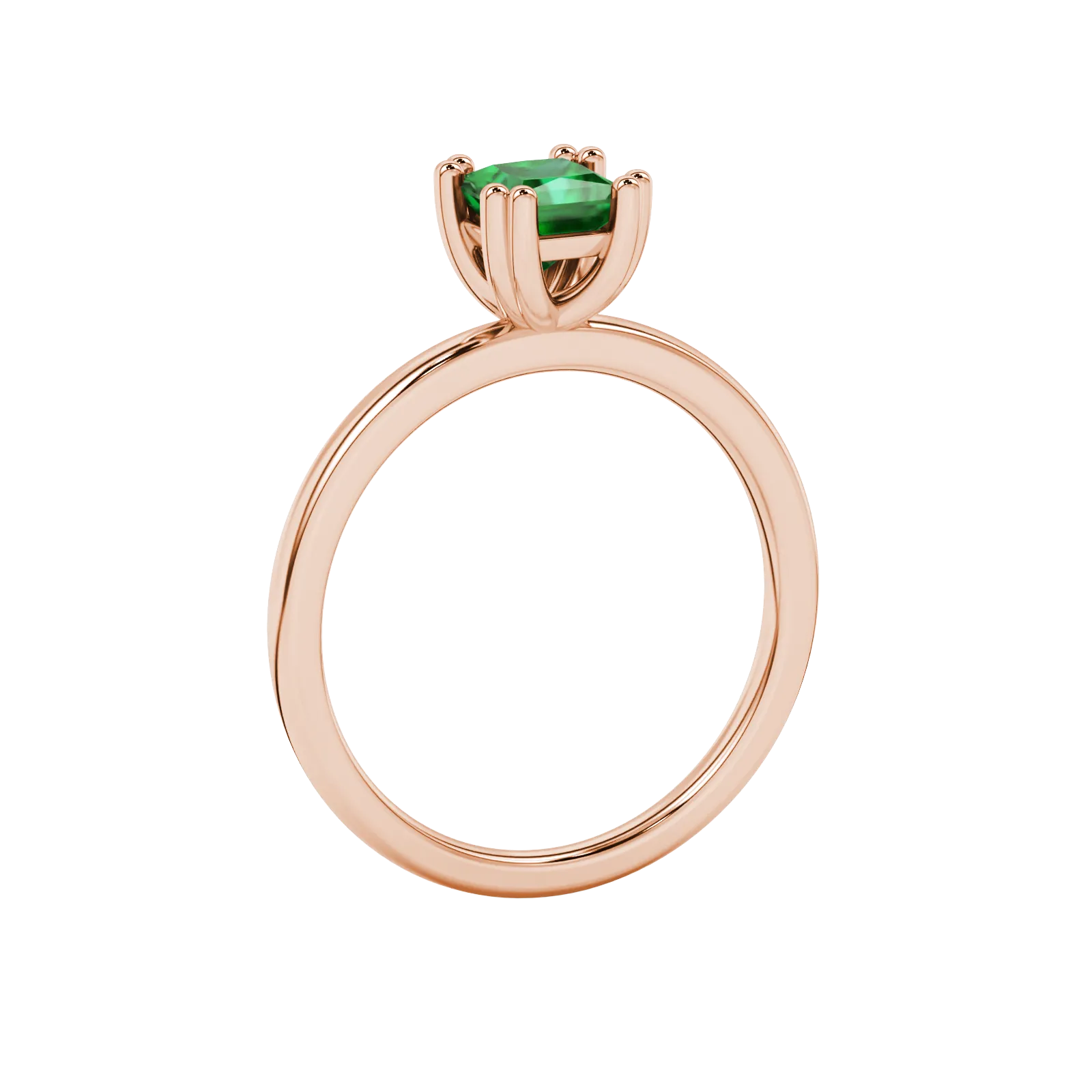 Side profile, rose gold emerald green ring, vintage basket gallery.