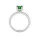 Princess emerald green gemstone ring, white gold vintage basket setting.
