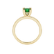 Princess emerald green gemstone ring, yellow gold vintage basket setting.