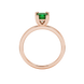 Princess emerald green gemstone ring, rose gold vintage basket setting.