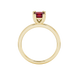 Princess raspberry red gemstone ring, yellow gold vintage basket setting.