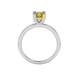 Princess canary yellow gemstone ring, white gold vintage basket setting.