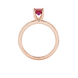 Emerald cut red gemstone solitaire ring with modern double shank design