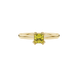 Close-up, princess canary yellow gemstone, yellow gold vintage ring.
