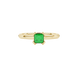 Close-up, princess emerald green gemstone, yellow gold vintage ring.
