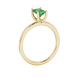 Emerald cut green gemstone solitaire ring in double band gold setting