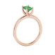 Emerald cut green gemstone solitaire ring in double band gold setting