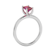 Emerald cut red gemstone solitaire ring with modern double shank design