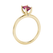 Emerald cut red gemstone solitaire ring with modern double shank design