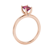 Emerald cut red gemstone solitaire ring with modern double shank design