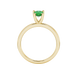 Pear shape emerald green gemstone ring, yellow gold four-prong setting.