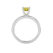 Pear shape canary yellow gemstone ring, white gold four-prong setting.