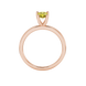 Pear shape canary yellow gemstone ring, rose gold four-prong setting.