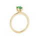 Side profile, yellow gold emerald green ring, four-prong gallery.