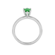 Pear shape emerald green gemstone ring, white gold six-prong setting.