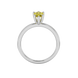 Pear shape canary yellow gemstone ring, white gold six-prong setting.