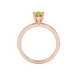 Pear shape canary yellow gemstone ring, rose gold six-prong setting.