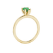 Side profile, yellow gold emerald green ring, six-prong gallery.