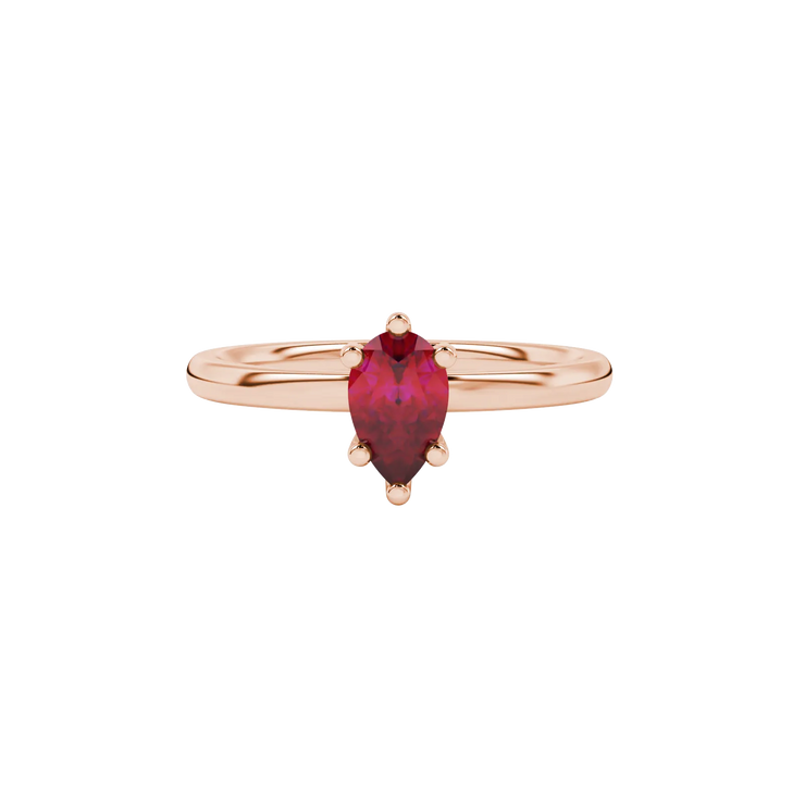Pear Six-Prong Cathedral Gemstone Ring
