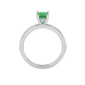 Pear shape emerald green gemstone ring, white gold classic basket setting.