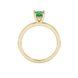 Pear shape emerald green gemstone ring, yellow gold classic basket setting.