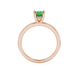 Pear shape emerald green gemstone ring, rose gold classic basket setting.